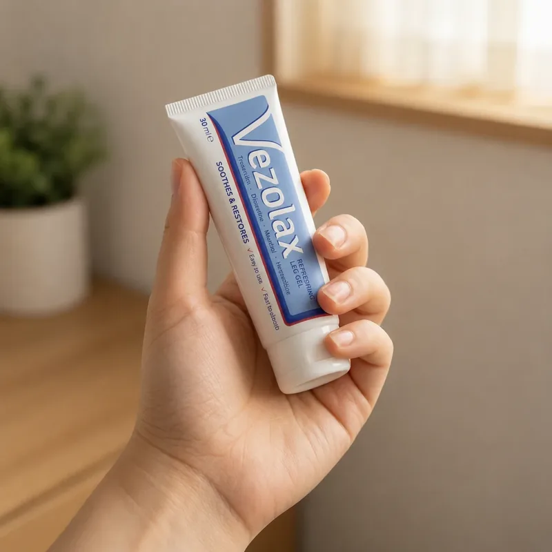 Tubo de Vezolax gel en la mano